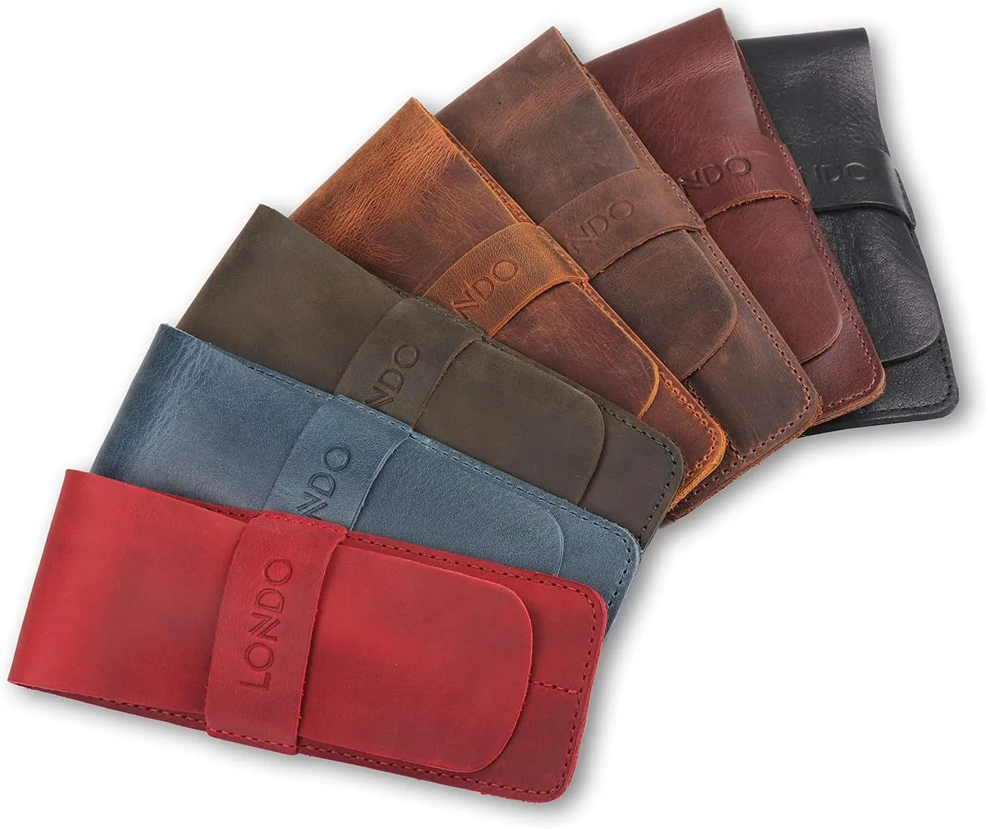 Genuine Leather Pen and Pencil Case with Tuck in Flap, Stationery Bag - Two compartment