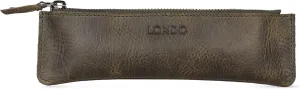 Genuine Leather Pen Case with Zipper Closure, Pencil Pouch Stationery Bag