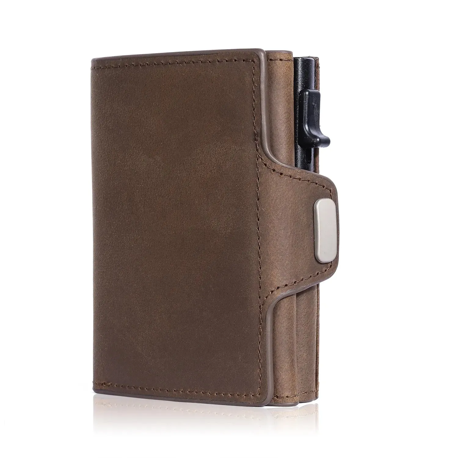 Genuine Leather RFID Wallet with Pop-Up Card Case