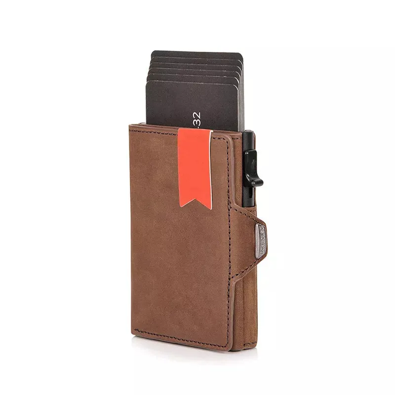 Genuine Leather RFID Wallet with Pop-Up Card Case