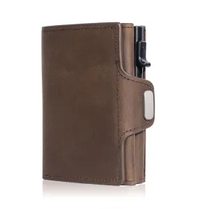 Genuine Leather RFID Wallet with Pop-Up Card Case