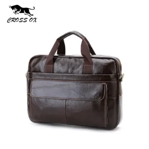 Genuine OX Bags Men's Handbag Shoulder Men Laptop bolsa Cowhide Bag Price-conscious Business Bags Heavy-duty Man Briefcase Travel Leather Mens CROSS