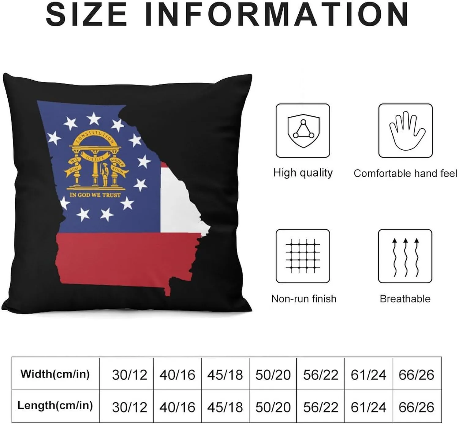 Georgia State Flag Map Plush Pillow Cases Soft Pillow Covers Smooth Cushion Covers for Sofa Bed Set of 4 16 "x16