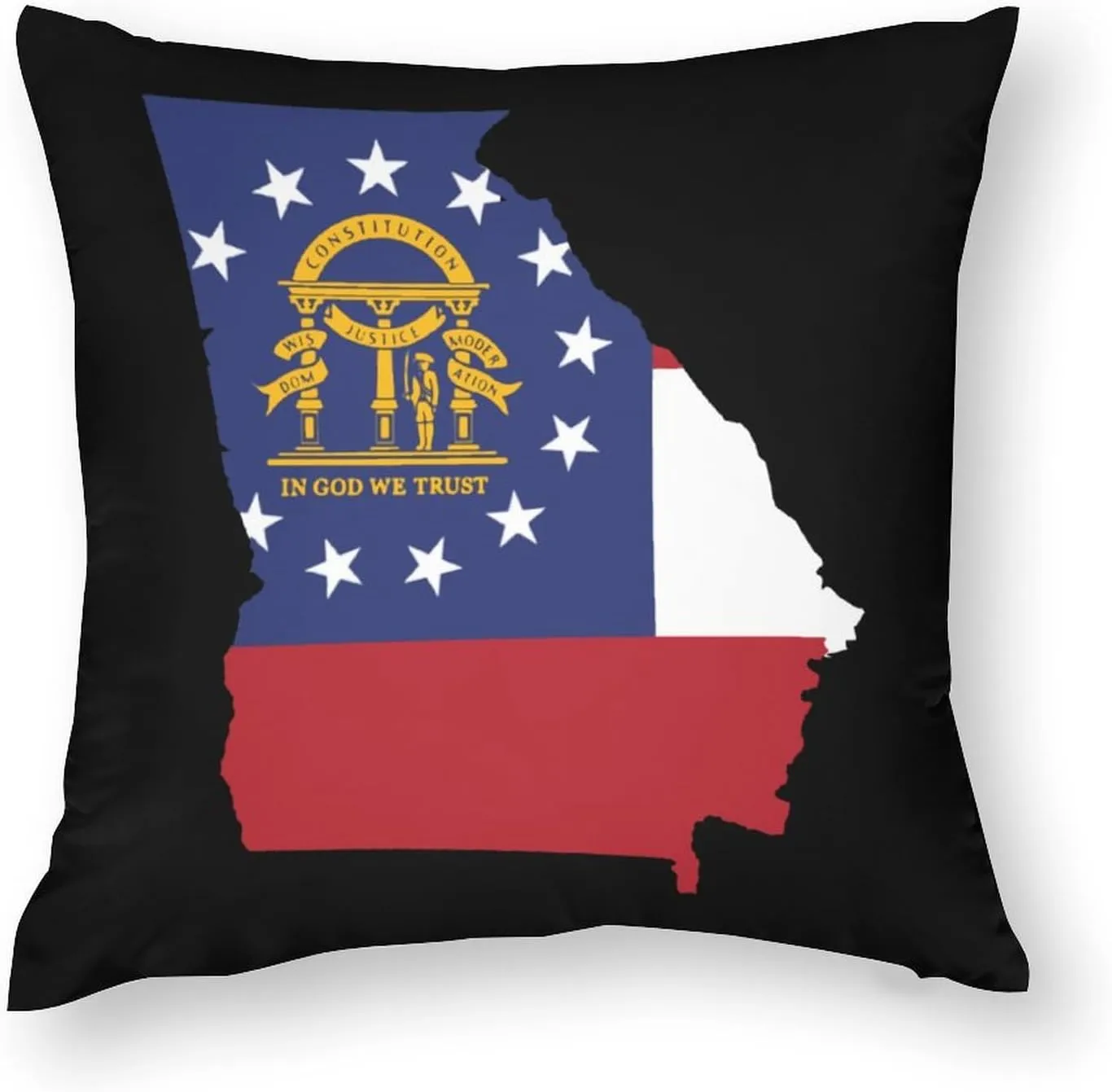 Georgia State Flag Map Polyester Pillow Cases Soft Pillow Covers Smooth Cushion Covers for Sofa Bed Set of 4