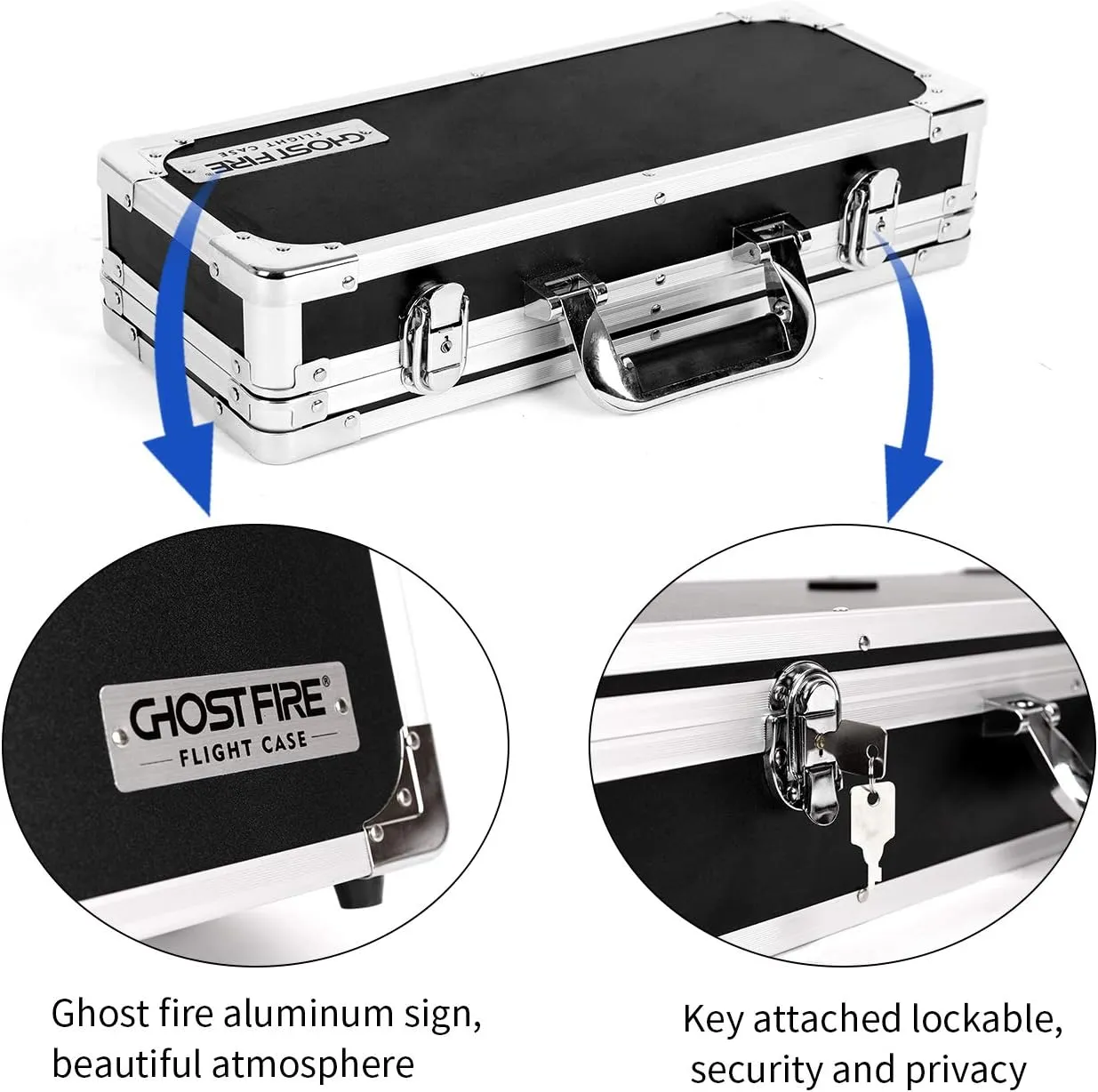 Ghost Fire Guitar Multi Effect Pedal Case 16.9x5.5x2.8in，With Pedal Mounting Tape Fastener，Sturdy Locking Aluminum ，T series T-EC4