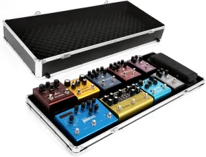 Ghost Fire Guitar Multi Effect Pedal Case 27.5x11.6x4.2in ，with Pedal Mounting Tape Fastener，Sturdy Locking Aluminum ，T series T-EC14