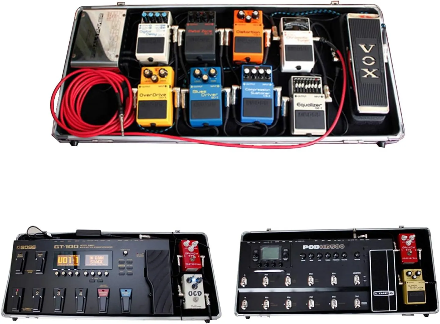 Ghost Fire Guitar Multi Effect Pedal Case 27.5x11.6x4.2in ，with Pedal Mounting Tape Fastener，Sturdy Locking Aluminum ，T series T-EC14