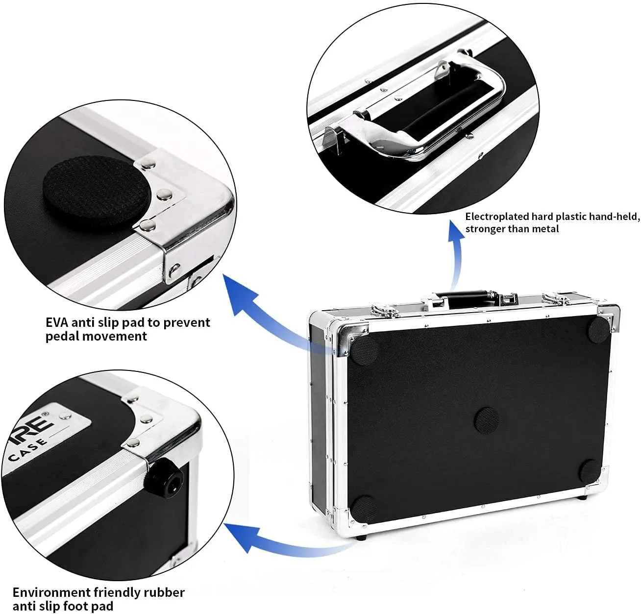 Ghost Fire Guitar Multi Effect Pedal Case 27.5x11.6x4.2in ，with Pedal Mounting Tape Fastener，Sturdy Locking Aluminum ，T series T-EC14