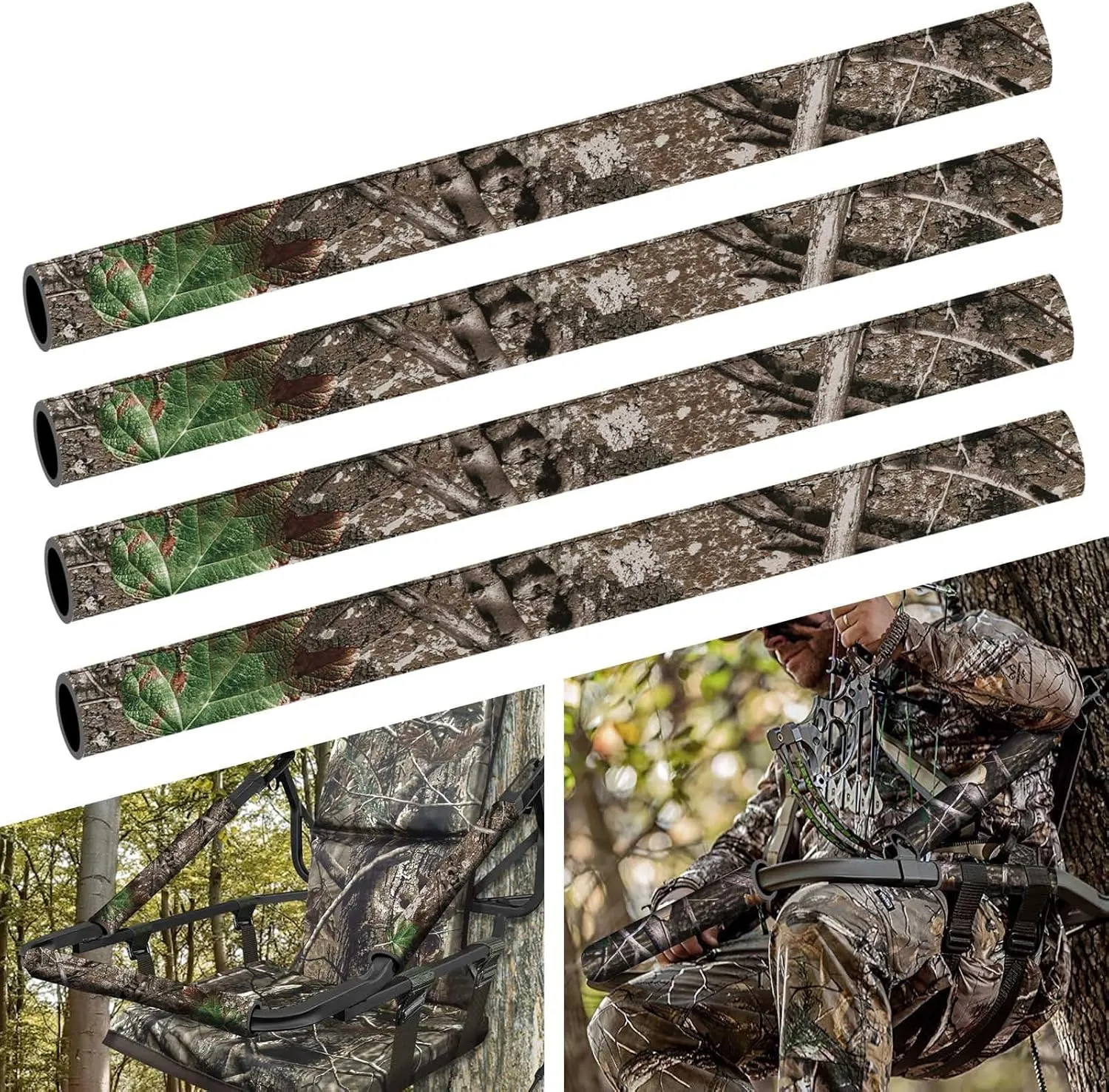 GJL Tree Stand Rail Pads Replacement Shooting Rail Pads Waterproof Camo Treestand Shooting Rail Padding Tree Stand Rail Covers for Tripod Deer Stand Treestand Ladder, Quiet & Easy to Disguise