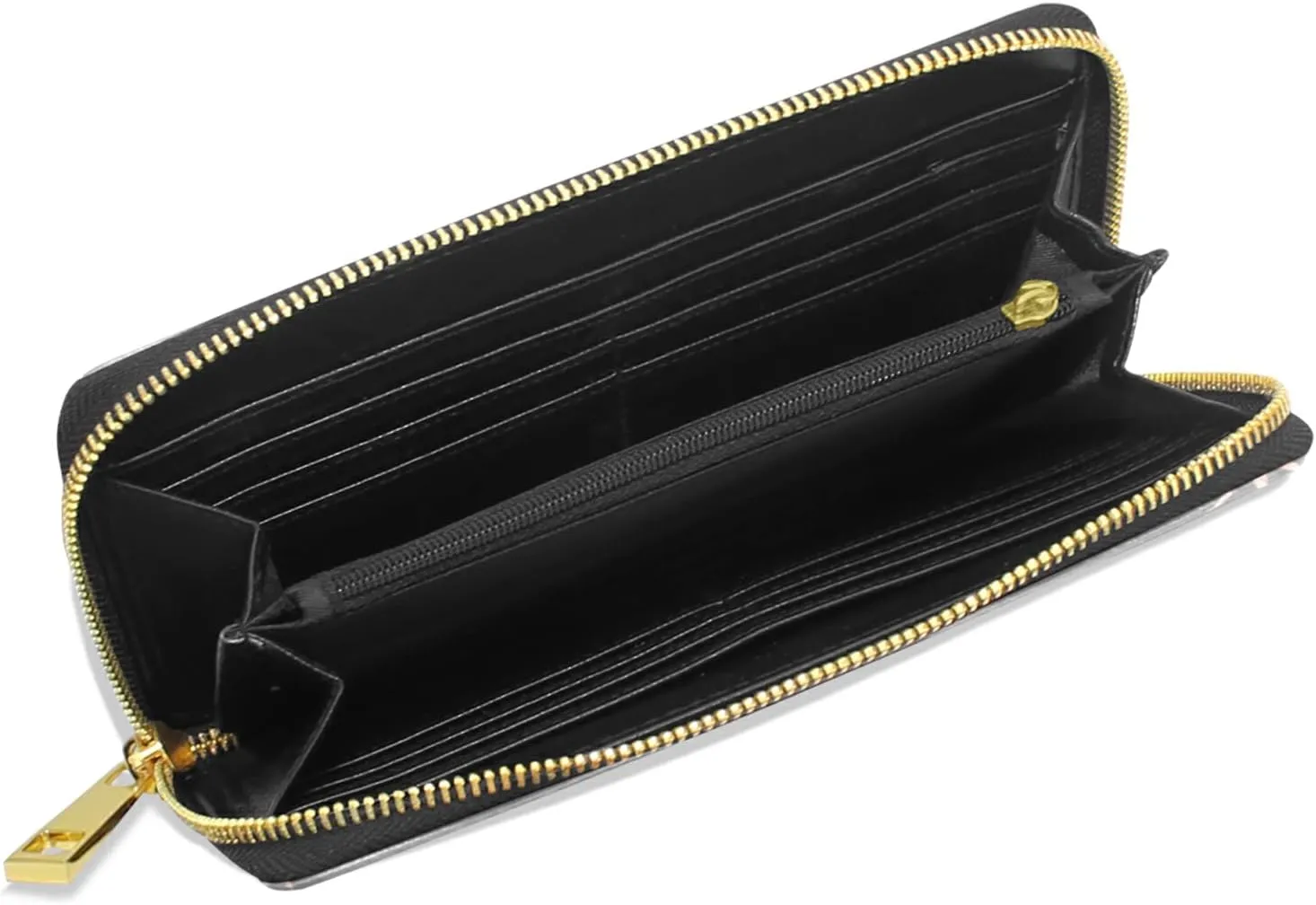 Gold Glittering Rose Pineapple Glossy Exotic Fruit on Dark Brown Leather Long Wallet Organizer with Zipper Purse Clutch Bag for Women Men Key Card Coin Passport Checkbook