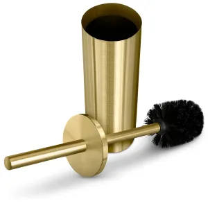 Gold Toilet Brush and Holder Set - Brushed Stainless Steel Gold Toilet Bowl Brush and Holder with Replacable Head, Removable Inner Bowl, and Splash Protection - Dense Bristles for Through Cleaning