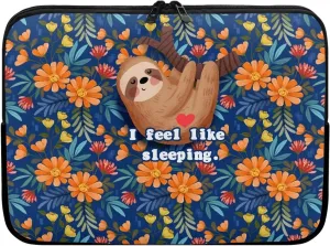 Gomyblomy Sloth & Flowers Portable Computer Bag, Waterproof and Shockproof Laptop Sleeve 10-17 Inch, Laptop Decoration for Women Girls