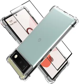 Google Pixel 6a 5G Case Clear Shockproof Cover & Glass Screen Protector