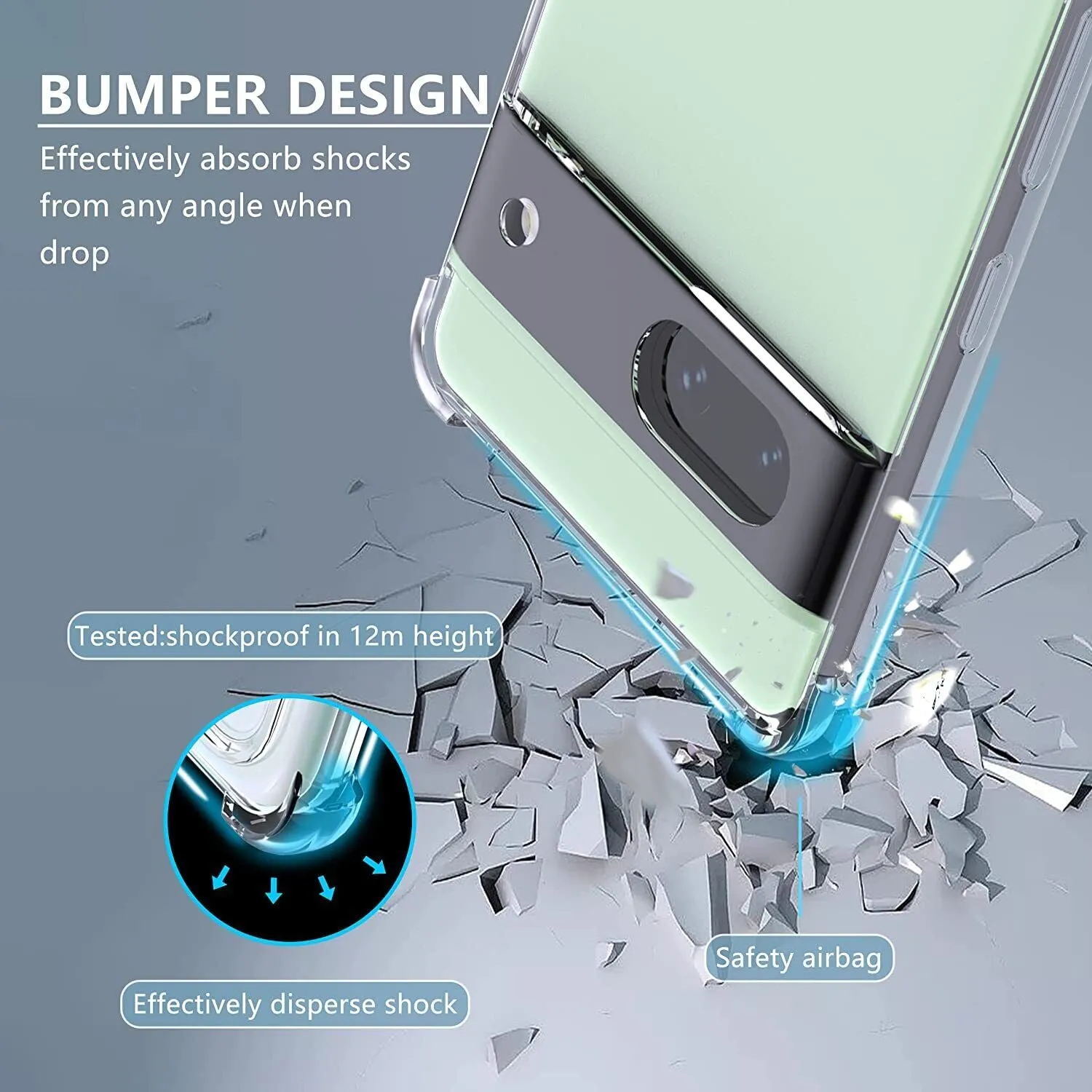 Google Pixel 6a 5G Case Clear Shockproof Cover & Glass Screen Protector