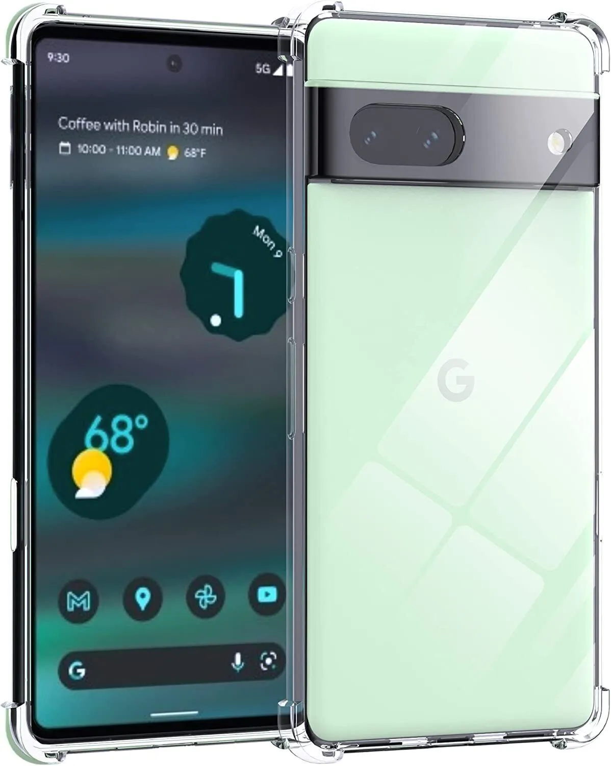 Google Pixel 6a 5G Case Clear Shockproof Cover & Glass Screen Protector
