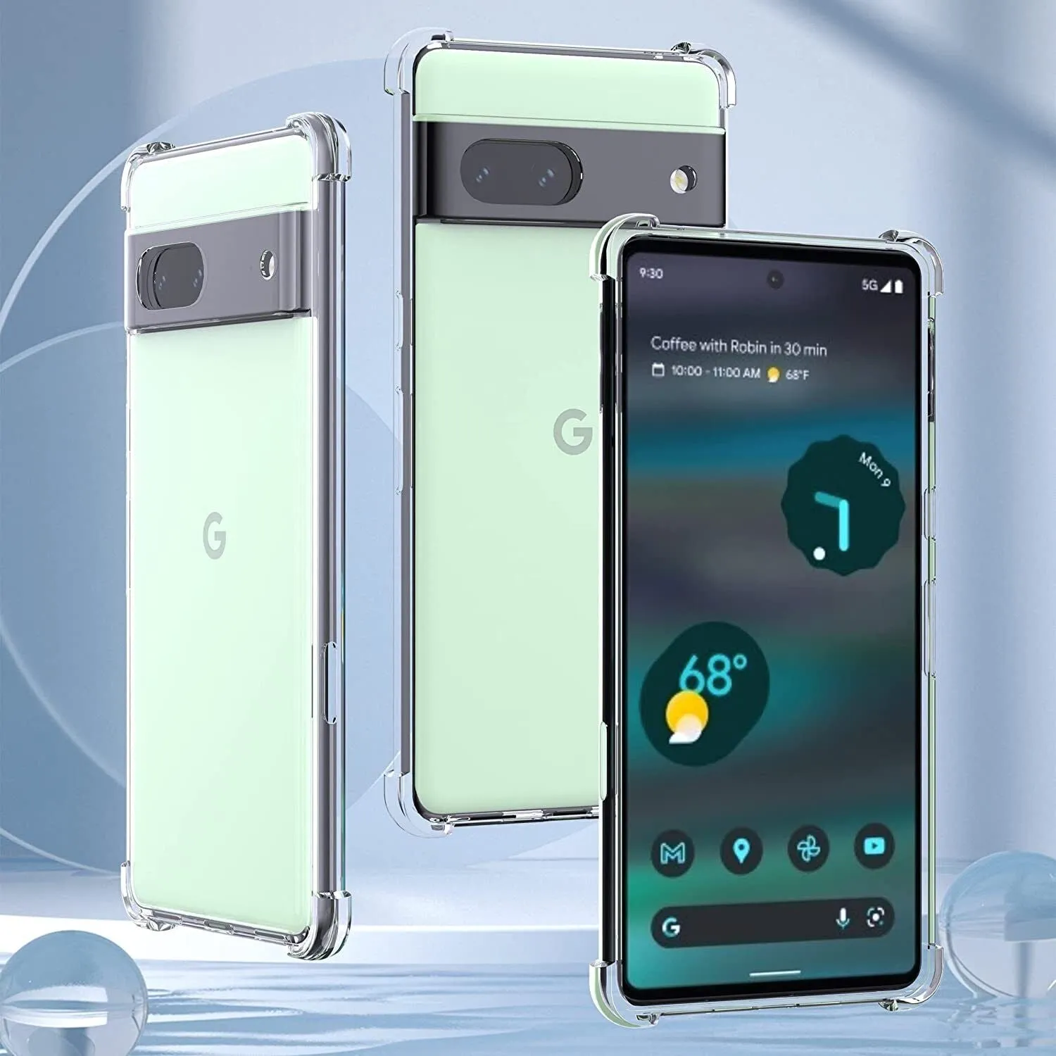Google Pixel 6a 5G Case Clear Shockproof Cover & Glass Screen Protector