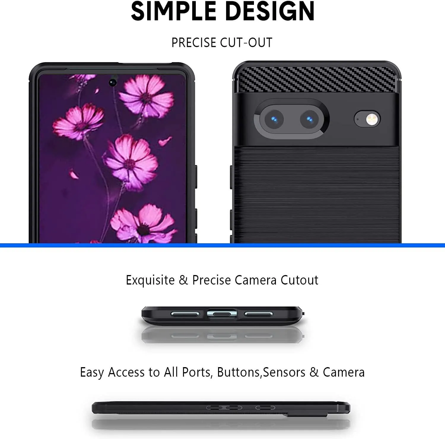 Google Pixel 7 Case Carbon Fibre Gel Cover Ultra Slim Shockproof