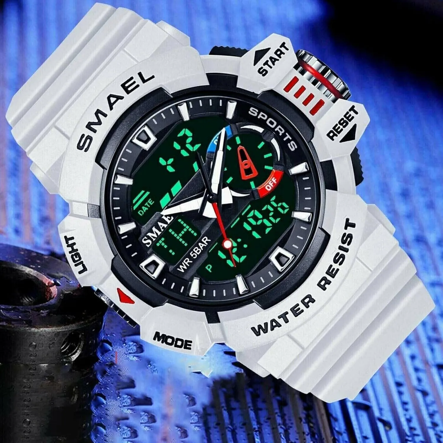 Gosasa Men's Large Face Outdoor Sports Watches Military S-Shock Watch Waterproof, Backlight, Alarm, Stopwatch Features - Rugged Wristwatch for Training, Hiking, and Adventure