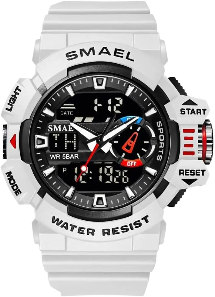 Gosasa Men's Large Face Outdoor Sports Watches Military S-Shock Watch Waterproof, Backlight, Alarm, Stopwatch Features - Rugged Wristwatch for Training, Hiking, and Adventure
