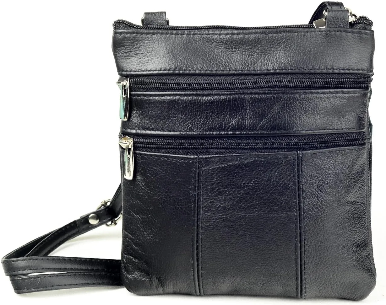 Goson Leather Crossbody Mini Purse Organizer Travel Bag - Hand Crafted Cowhide Leather Purse