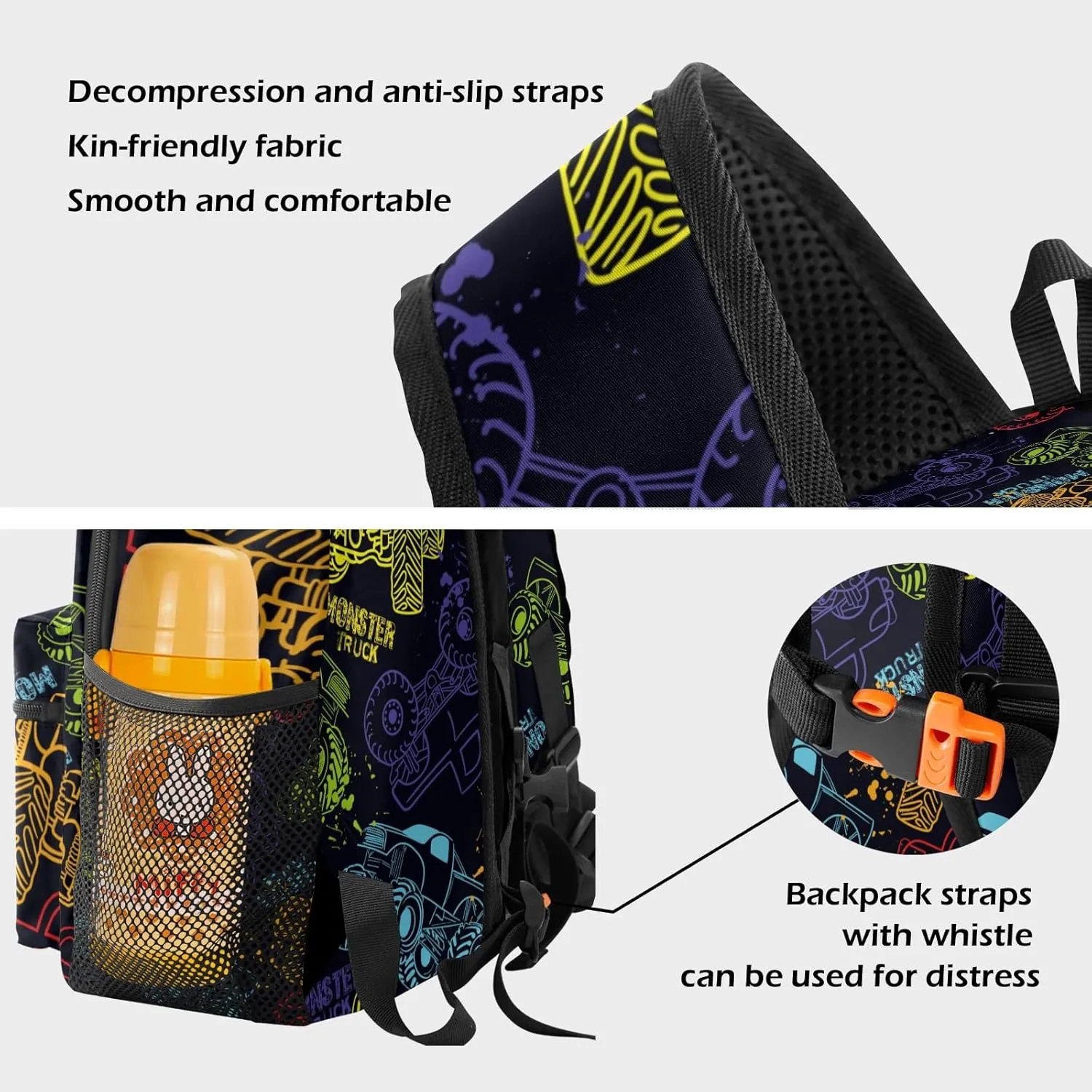 Grunge Monster Truck Car Personalized School Backpack for Kid-Boy/Girl Toddler Daypack Kindergarten Travel Bookbag