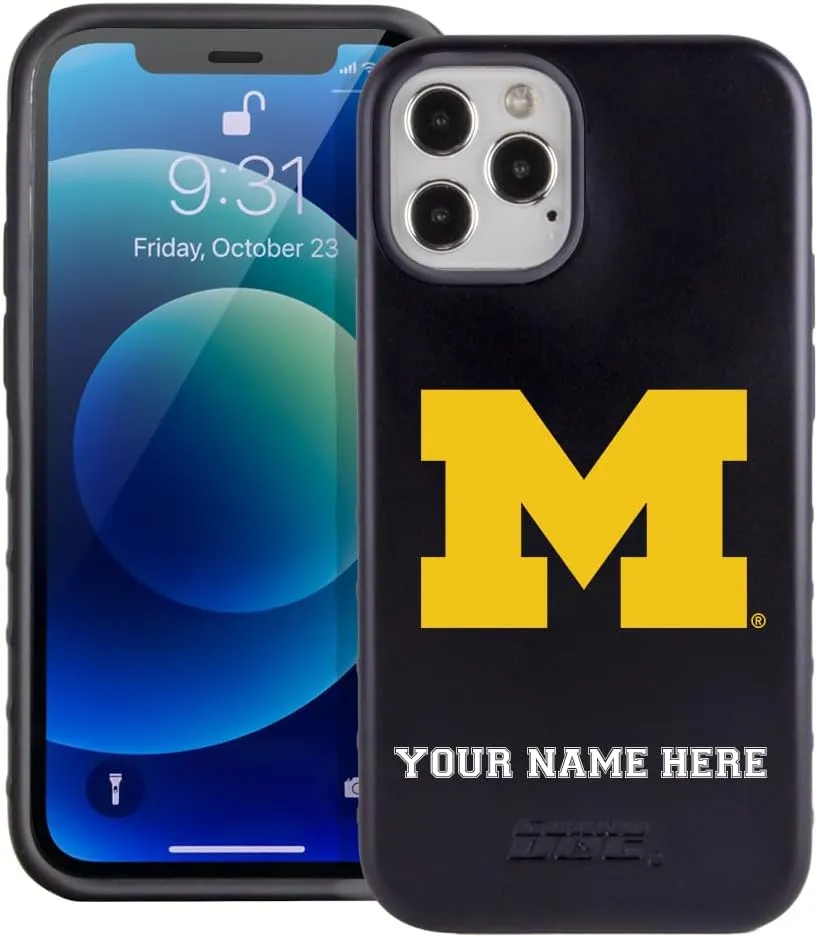 Guard Dog Case Compatible with iPhone 12/12 Pro - Military Grade - Rugged Two Piece Protection - Collegiate Licensed - Michigan Wolverines - Personalized