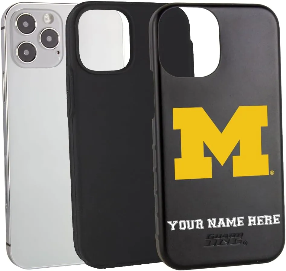 Guard Dog Case Compatible with iPhone 12/12 Pro - Military Grade - Rugged Two Piece Protection - Collegiate Licensed - Michigan Wolverines - Personalized