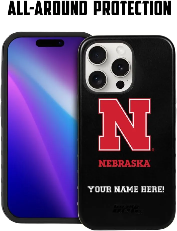 Guard Dog Case Compatible with iPhone 14 Pro Max - Military Grade - Rugged Two Piece Protection - Collegiate Licensed - Nebraska Cornhuskers - Personalized