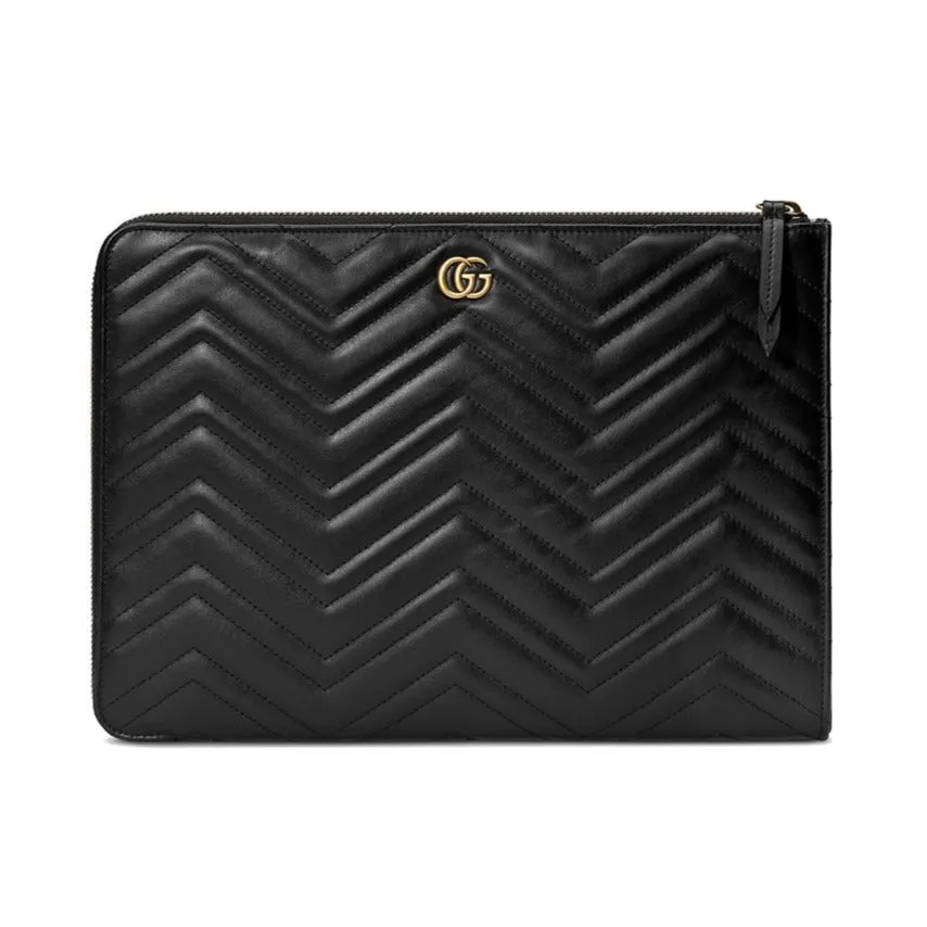 Gucci GG Marmont Matelassé Portfolio Clutch in Black