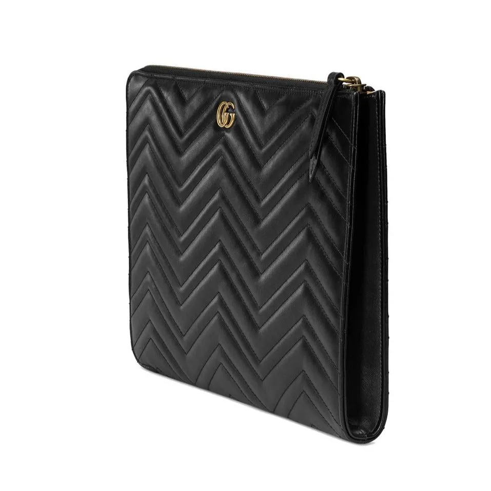 Gucci GG Marmont Matelassé Portfolio Clutch in Black