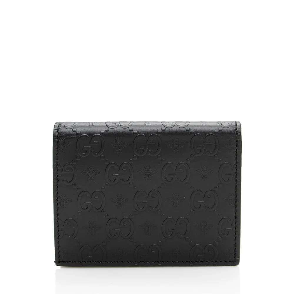 Gucci Guccissima Bee Embossed Leather Card Case (SHF-17231)