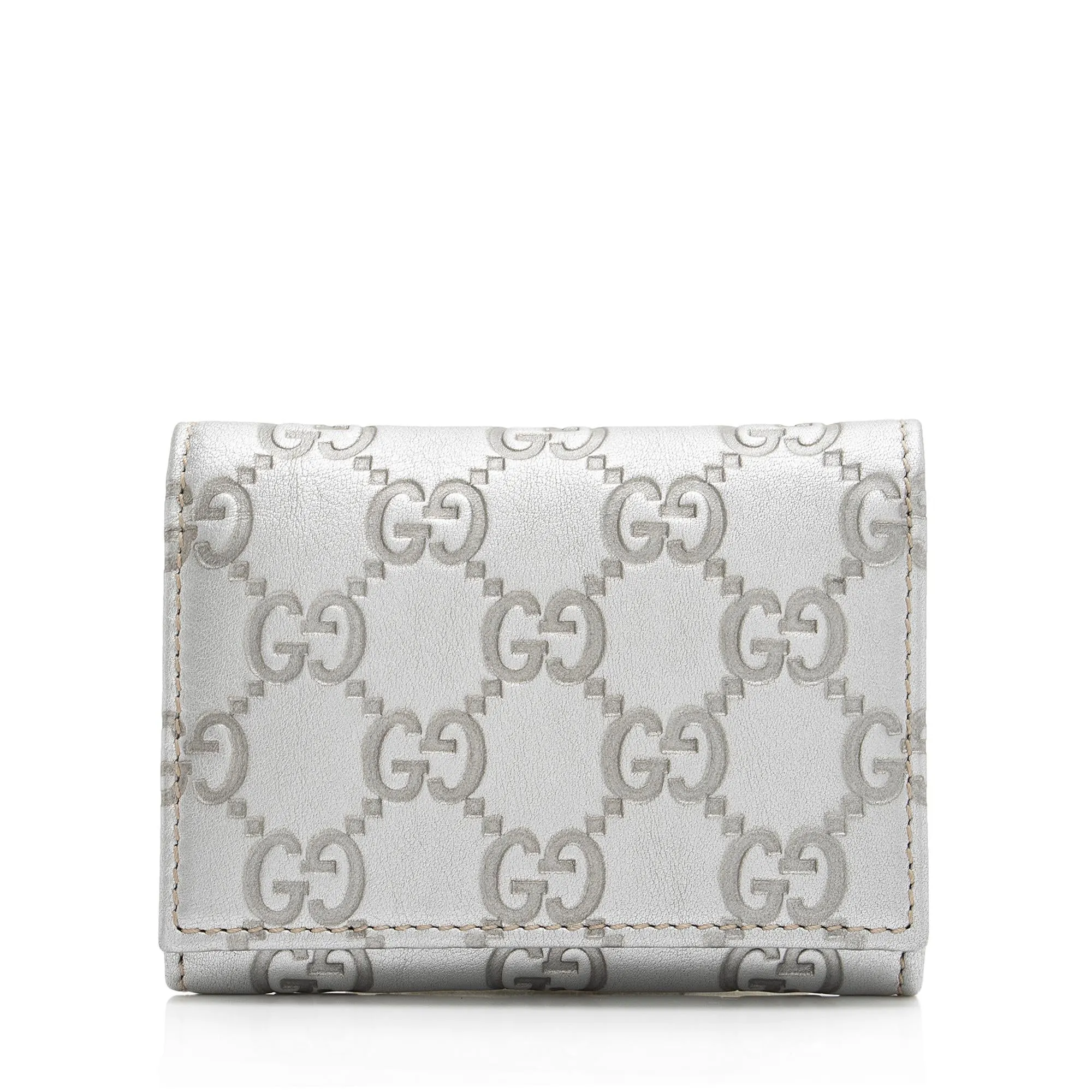 Gucci Metallic Guccissima Leather Card Case (SHF-euO3ug)