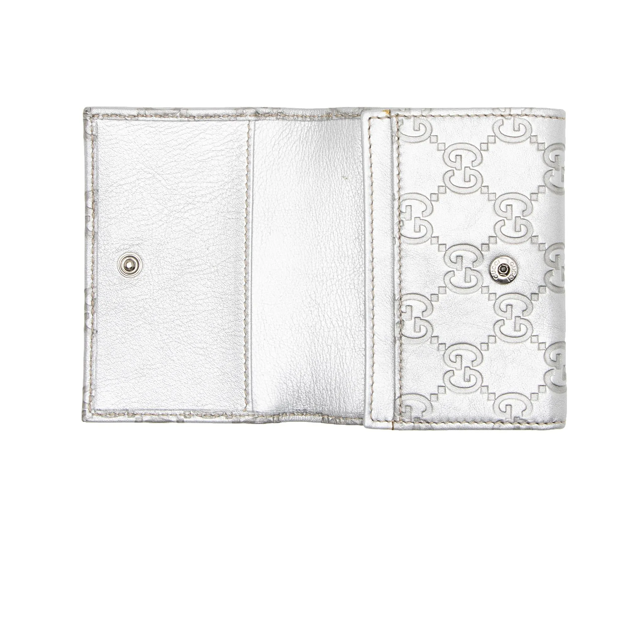 Gucci Metallic Guccissima Leather Card Case (SHF-euO3ug)