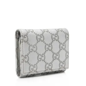 Gucci Metallic Guccissima Leather Card Case (SHF-euO3ug)