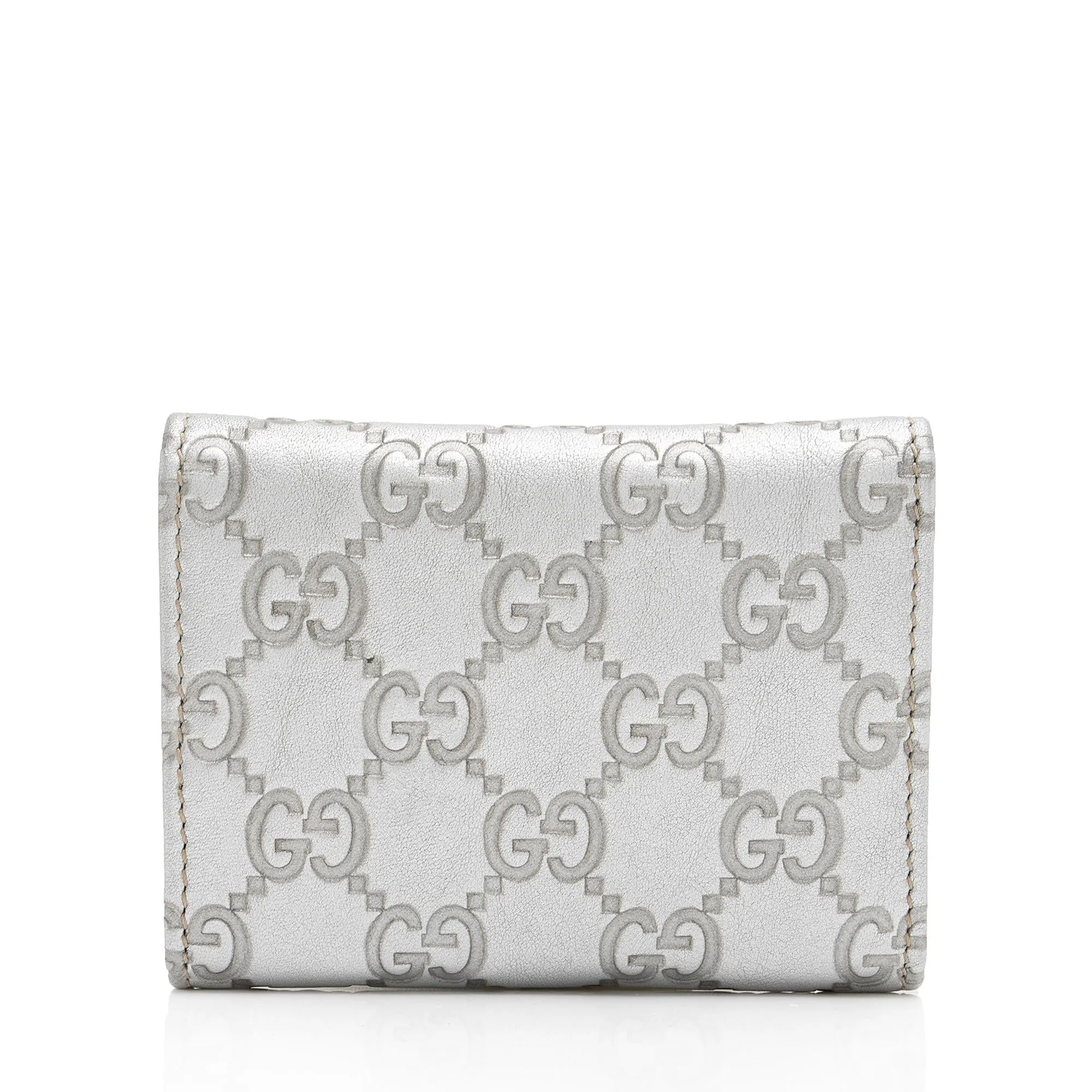 Gucci Metallic Guccissima Leather Card Case (SHF-euO3ug)