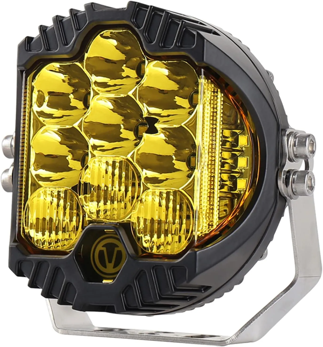 Gzminjie 5 Inch 50W Amber Yellow LED Driving Lamp, LED Work Light Bar Side Shooter Off Road Driving Light Spot Flood Combo Driving Lamp IP67 Waterproof Fog Light for Truck ATV SUV Car, Pack of 1