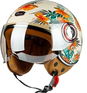 Half shell helmet DOT/ECE approval Brain-Cap half shell jet helmet retro chopper helmet vintage with built-in visor for cruiser chopper biker moped