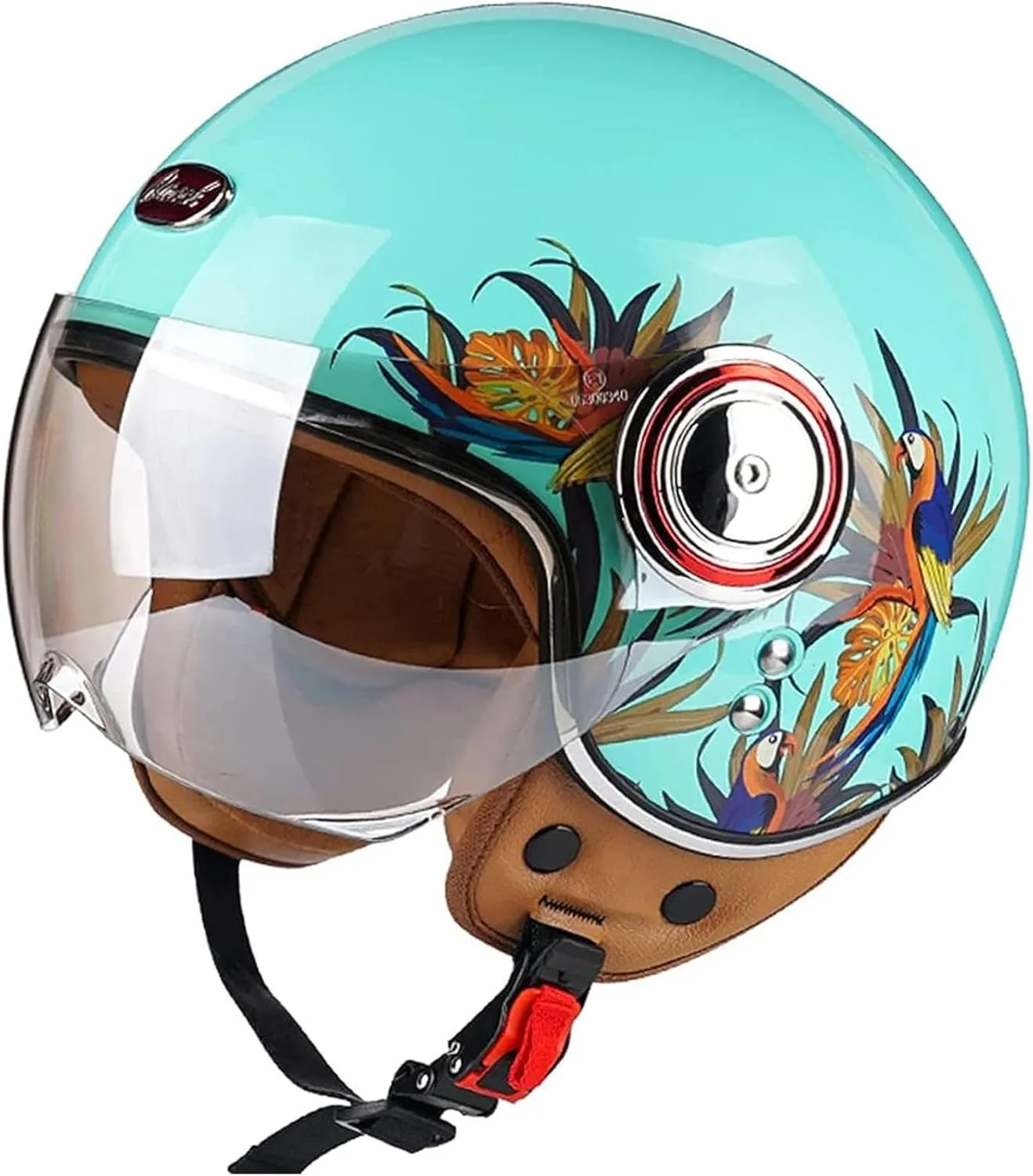Half shell helmet DOT/ECE approval Brain-Cap half shell jet helmet retro chopper helmet vintage with built-in visor for cruiser chopper biker moped