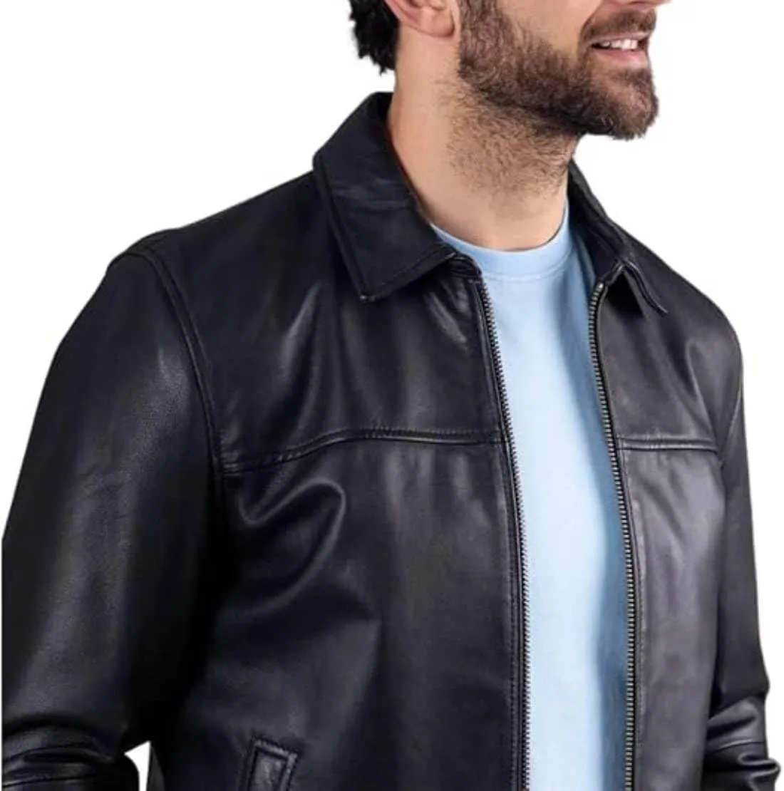 H&D Clothing Polo Collar Premium Leather Jacket Men Old School Style Everyday Wear Real Lambskin Mens Leather Jacket