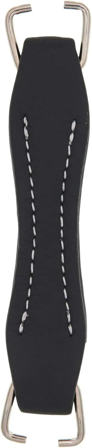 Handle, 5-3/4 Inch, Black with Nickel Rings, Leather, L-176SM-BLK
