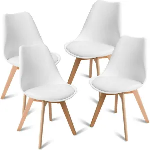 HAPPYGRILL Dining Chairs Modern Style DSW Armless Chair with Padded Seat & Wood Legs, 4pcs Set