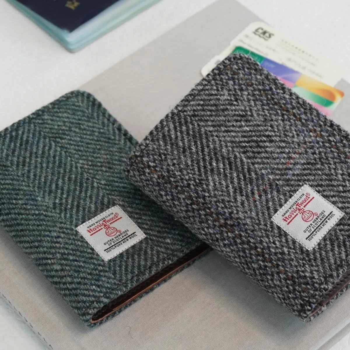 Harris Tweed Leather Passport Holder for Travel, Slim & Lightweight Passport Cover with Vaccine Card Slot, RFID Blocking, Ideal for Women and Men (No.291)