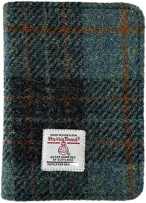 Harris Tweed Leather Passport Holder for Travel, Slim & Lightweight Passport Cover with Vaccine Card Slot, RFID Blocking, Ideal for Women and Men (No.885)