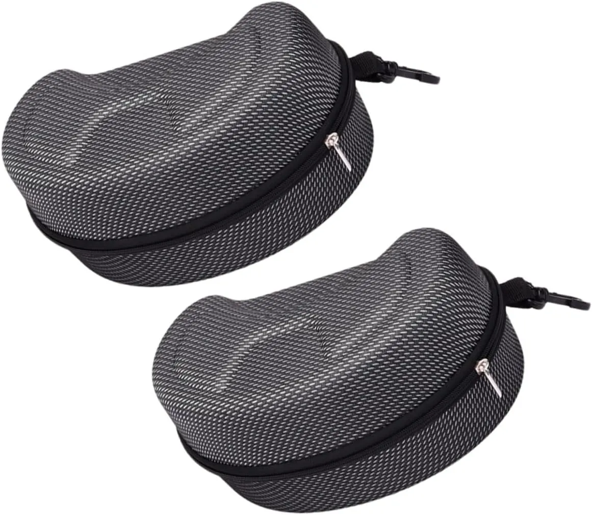 Healifty Zipper Hard Box 2pcs Large Motorcycle Glasses Case for Ski Goggles Men Protective Storage