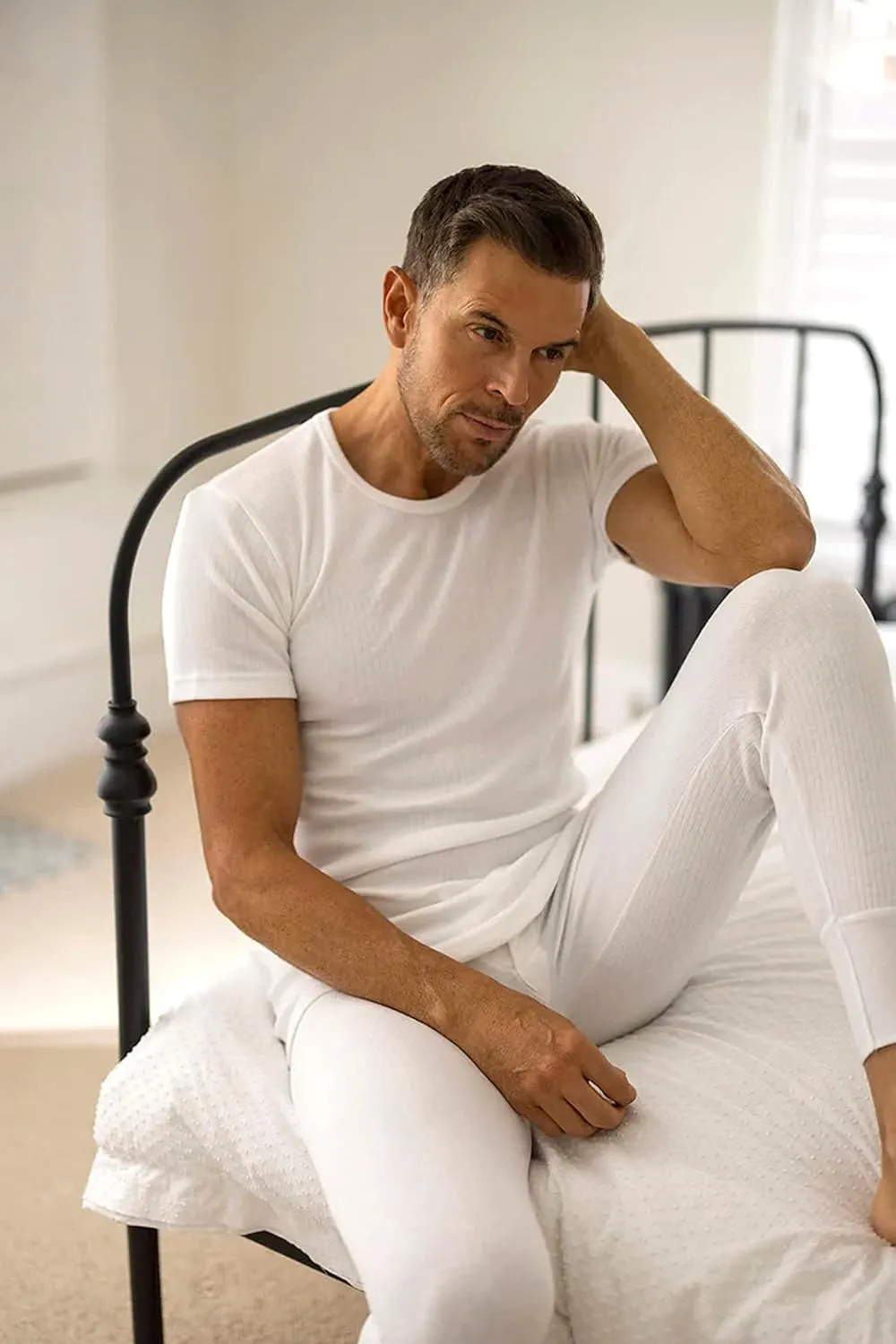 HEAT HOLDERS Mens Short Sleeve Winter Thick Thermal Lining Base Layer Shirt