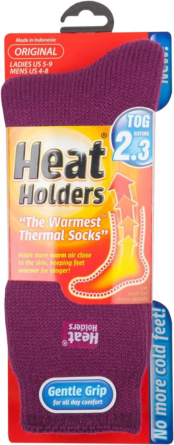 HEAT HOLDERS - Womens Original Striped Cozy Winter Warm Thick Thermal Crew Socks