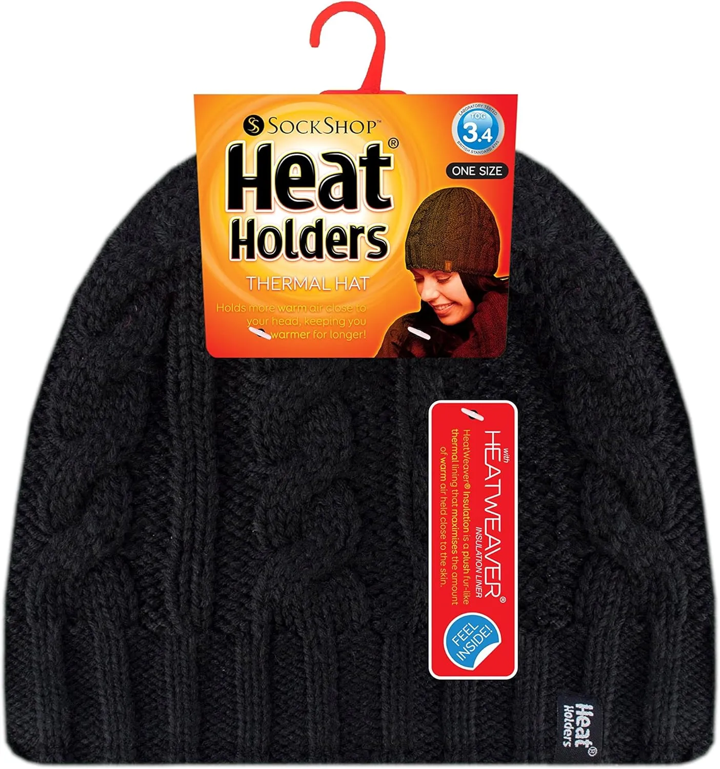 HEAT HOLDERS - Women's Thermal Fleece Cable Knit Winter Hat 3.4 Tog - One Size