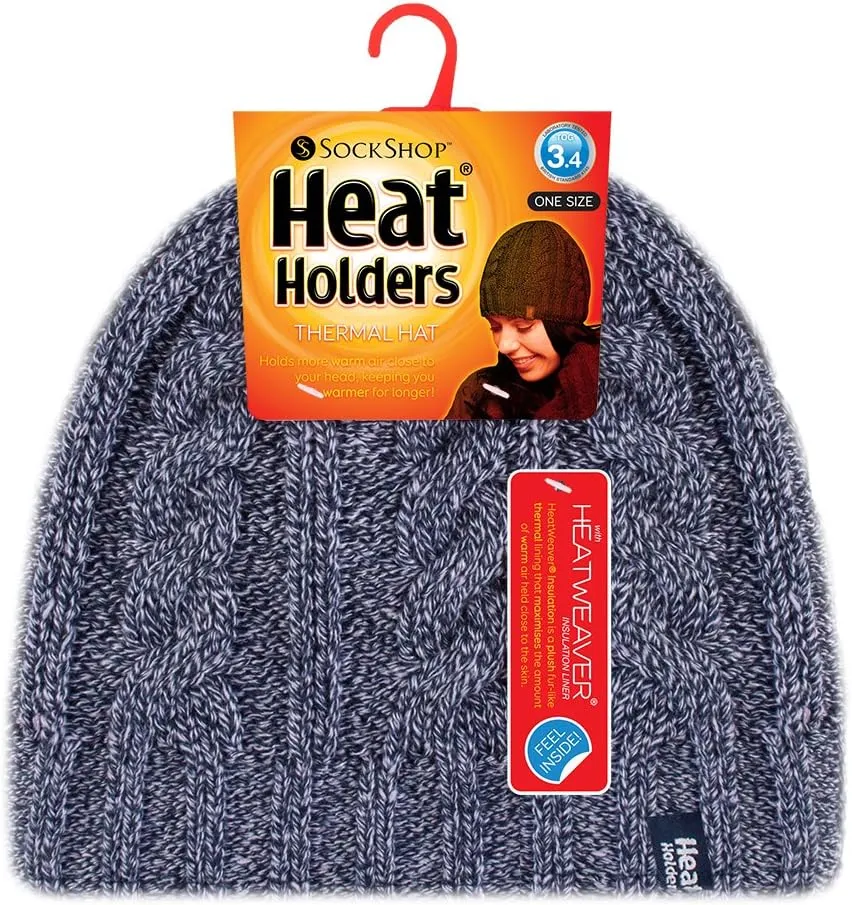 HEAT HOLDERS - Women's Thermal Fleece Cable Knit Winter Hat 3.4 Tog - One Size