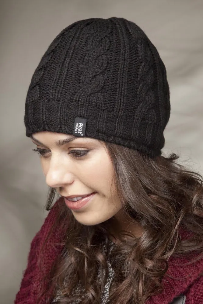 HEAT HOLDERS - Women's Thermal Fleece Cable Knit Winter Hat 3.4 Tog - One Size