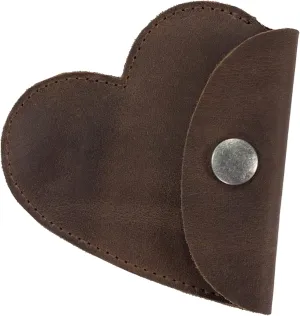 Heather's, Heart Shape Coin Purse Handmade from Full Grain Leather (Bourbon Brown)